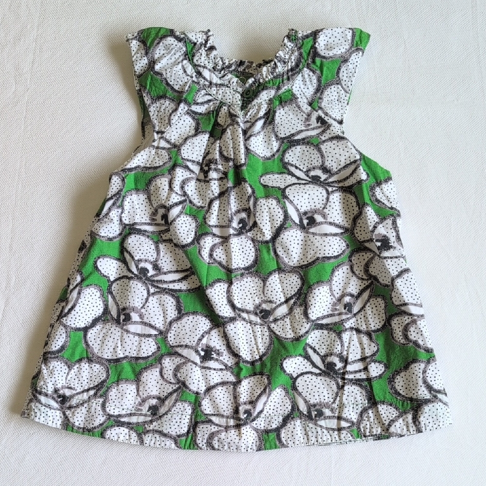 JANIE & JACK girls lily floral dotted green cotton blouse with lining size 6
